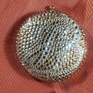 Estée Lauder 2004 Lucidity Translucent Gold Tone Small Compact Swarovski Crystal